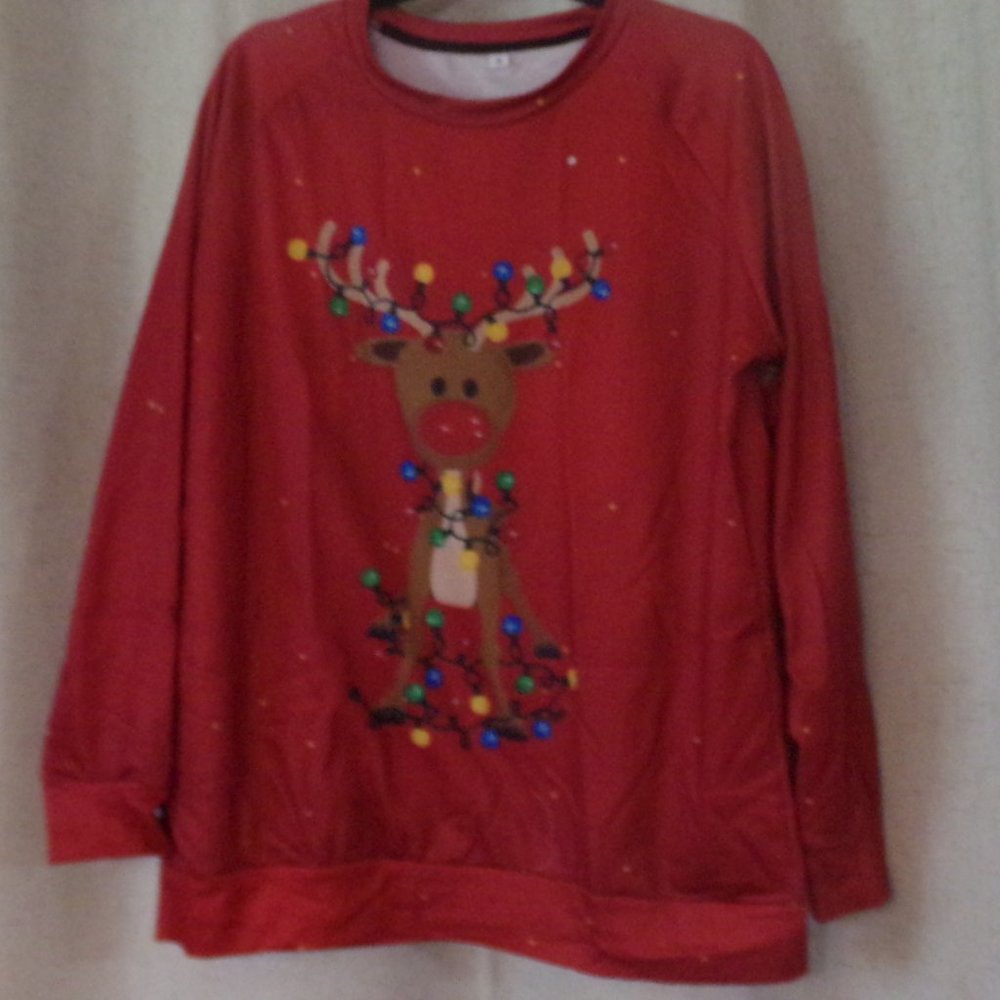 Baby reindeer with xmas lights sweatshirt